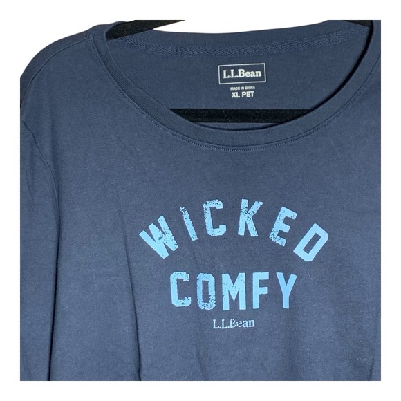 LL Bean Women Long Sleeve Wicked Comfy NWT T-Shirt Size XL Pet Blue - Picture 2 of 14